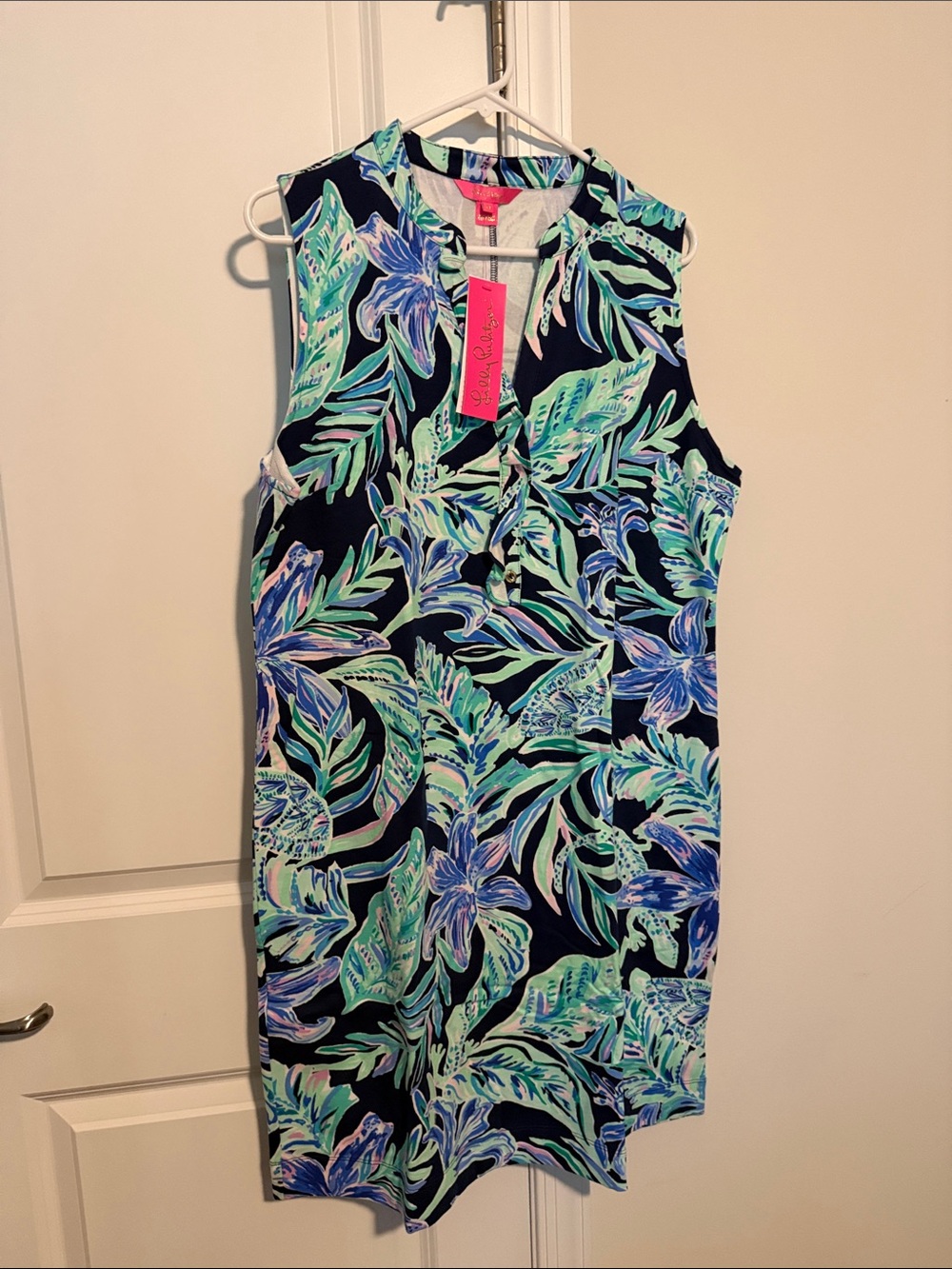 Lilly Pulitzer Navy Floral Shift Dress with Mint & Blue Botanicals